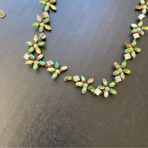 Vtg Sorelli‎ Necklace Crystal Flowers Chain Signed BROKEN & MISSING 4 CRYSTALS